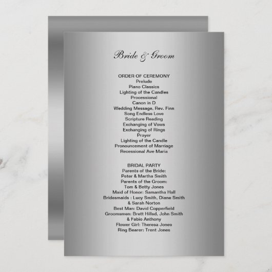 Formeel huwelijksprogramma programma (Voorkant / Achterkant)