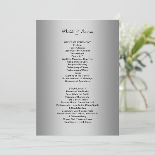 Formeel huwelijksprogramma programma (Staand voorkant)