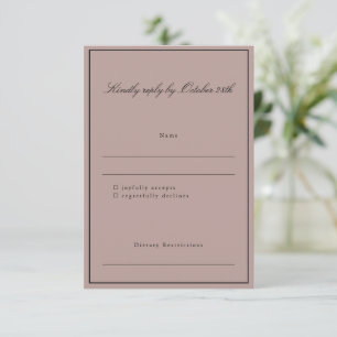 Formeel Klassiek Border Script Elegant Wedding Mau RSVP Kaartje