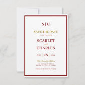 Formeel klassiek bruiloft met Bourgondisch goud mo Save The Date (Voorkant)