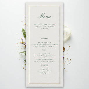 Formeel Klassiek Groen Kader Ecru Elegant Huwelijk Menu