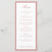 Formeel Klassiek Stof Roze Rand Script Bruiloft Menu (Voorkant)