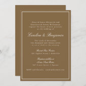 Formeel Klassiek Warm Bruin Script Elegant Huwelij Kaart (Voorkant / Achterkant)