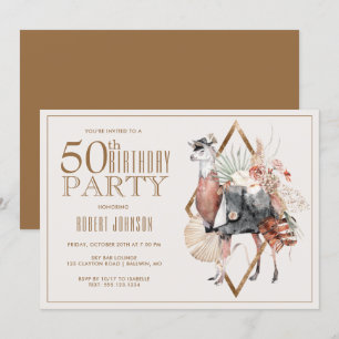 Formeel Llama 50ste verjaardagsfeest Kaart