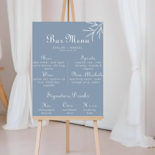 Formeel Minimaal Stofblauw Trouwbarmenu Poster