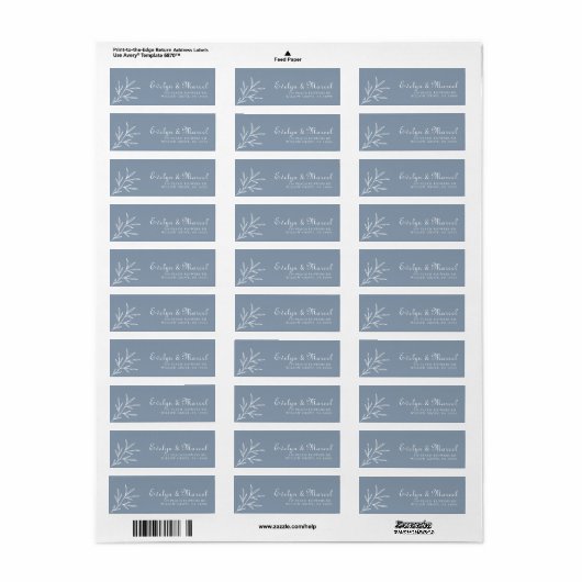 Formeel minimale blauwe bruiloft etiket (Full Sheet)