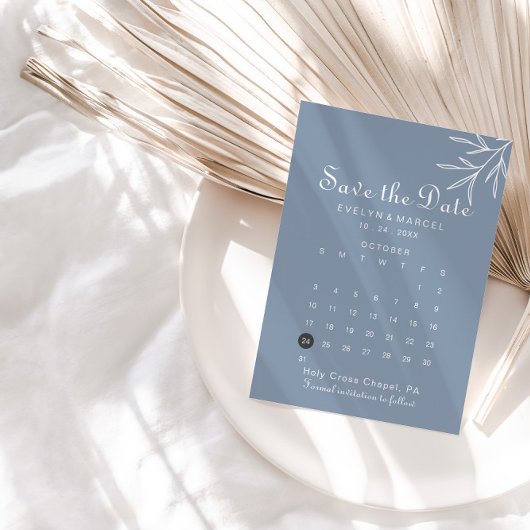 Formeel Minimale-mosterdblauw Opslaan Datum Agenda Save The Date