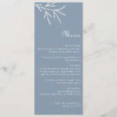 Formeel Minimale Stusty Blue Wedding Menu (Voorkant)