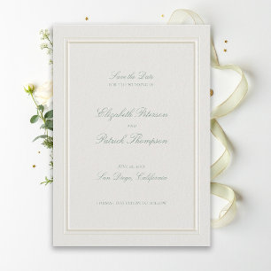 Formeel Moderne Klassieke Verheven Salie Ecru Brui Save The Date