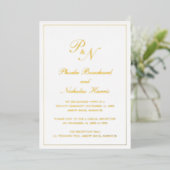 Formeel Monogram Elegante Trouwreceptie Folie Uitnodiging (Staand Voorkant)
