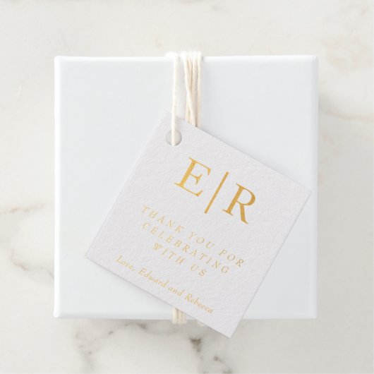 Formeel Monogram Goud Eenvoudige Elegante Huwelijk Bedankjes Labels (Met doos)