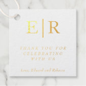 Formeel Monogram Goud Eenvoudige Elegante Huwelijk Bedankjes Labels (Voorkant)