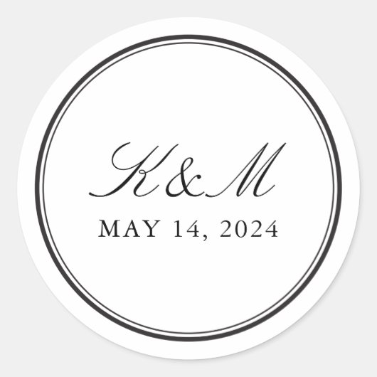 Formeel monogram ronde sticker (Voorkant)