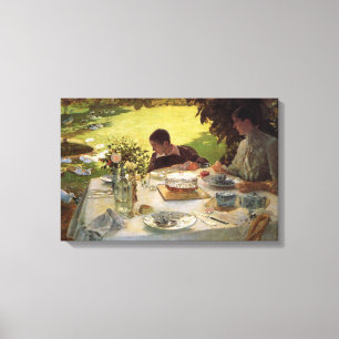 Formeel ontbijt in de tuin canvas afdruk