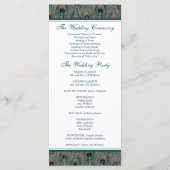 Formeel Peacock Feathers Wedding Programma (Achterkant)