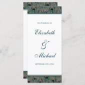 Formeel Peacock Feathers Wedding Programma (Voorkant / Achterkant)