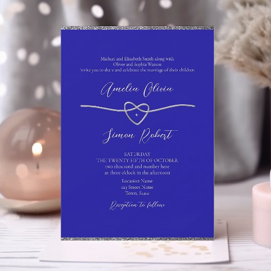 Formeel Royal Blue Bruiloft Kaart