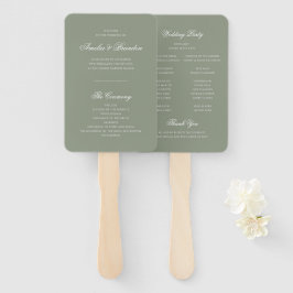Formeel Sage Green & White Script Wedding Programm Handwaaier