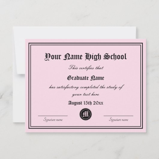 Formeel school diploma document sjabloon (Achterkant)