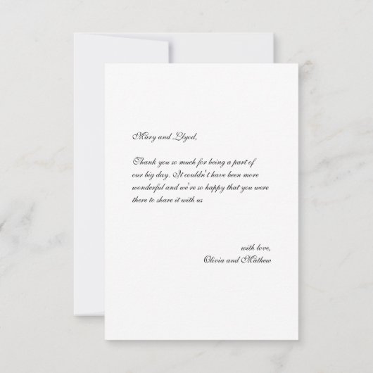 Formeel Script Bericht Foto bruiloft Dank u kaart (Achterkant)