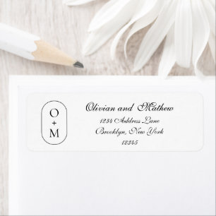 Formeel script met geometrisch monogram adres etiket