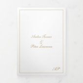 Formeel Script Monogram Goud Elegant Bruiloft Drieluik Uitnodiging (Cover)