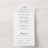 Formeel Script Monogram Zwart Wit Elegant Bruiloft All In One Uitnodiging (Binnen)