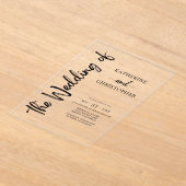 Formeel Script Zwart Wit Elegant Huwelijk Clear Acryl Uitnodigingen (Laagn)