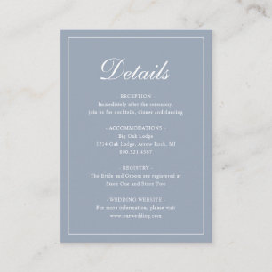 Formeel Traditioneel Elegant Stofblauw Bruiloft Informatiekaartje