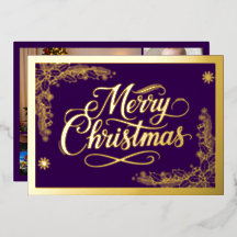 Formeel Vrolijk Kerstfeest paarse en 6 foto's Goud