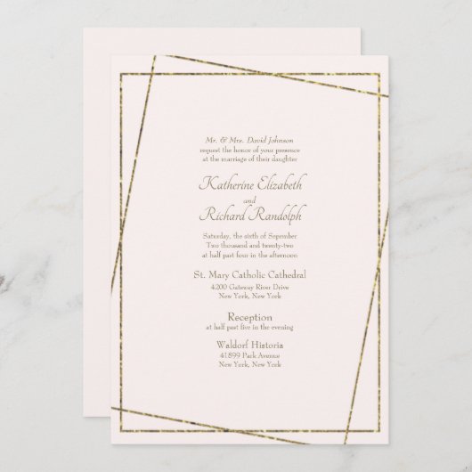 Formel et élégant mariage Blush Invitation (Devant / Derrière)