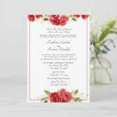 Formel Rouge Floral 2 Lieux Faire-part de mariage (Debout devant)