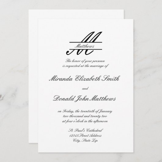 Formel simple élégant - Faire-part de mariage (Devant / Derrière)