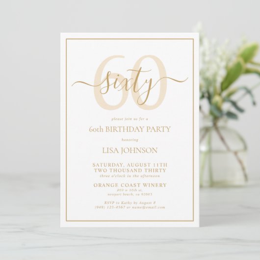 Formele 60ste verjaardag Gold Classic Script Kaart (Staand voorkant)