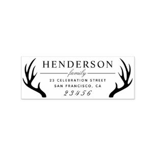 Formele Antlers Familienaam & het Adres van de Ter Rubberstempel