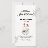 Formele beige en groene bloemen bruiloft uitnodigi (Voorkant)