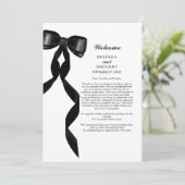 Formele Black Bow Ribbon Elegante Trouwroute Programma (Staand voorkant)
