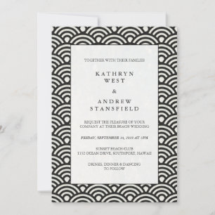 Formele Black + White Patterned Wedding Invitation Kaart