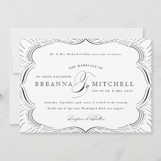 Formele bloederij Elegant Wedding Uitnodiging (Voorkant)