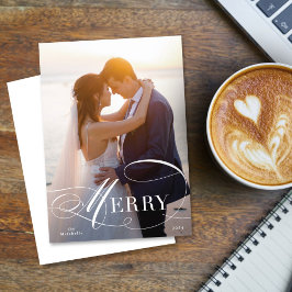 Formele bloeiende script vakantie fotokaart feestdagenkaart