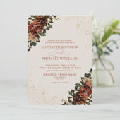 Formele Boho Terracotta Greenery Floral Wedding Kaart (Staand voorkant)