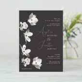 Formele botanicale Dogwood Black White Sage Invita Kaart (Staand voorkant)