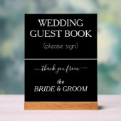Formele Bruiloft Gast Boek Signage Zwart Wit Acryl Bord (Neutraal)