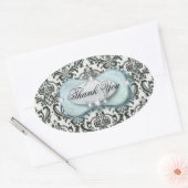 formele bruiloft met zwarte en witte vogel ovale sticker (Envelop)