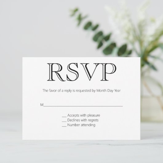 Formele bruiloft RSVP (Staand voorkant)