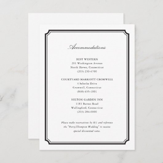 Formele bruiloft uitnodiging accommodaties Kaart (Voorkant / Achterkant)