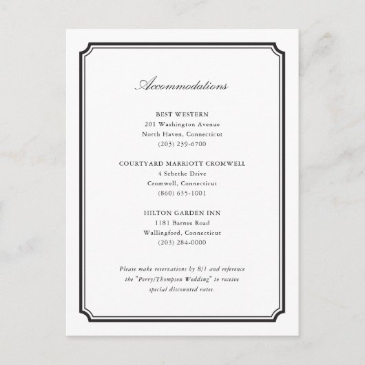 Formele bruiloft uitnodiging accommodaties Kaart (Voorkant)