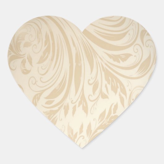 Formele champagne goud Damask bruiloft Hart Sticker (Voorkant)