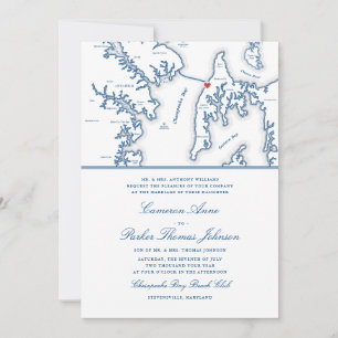 Formele Chesapeake Bay Beach Club Navy Blauwe Trou Kaart