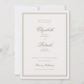 Formele Classic Dubbele Lijst Delicate Ecru Huweli Save The Date (Voorkant)